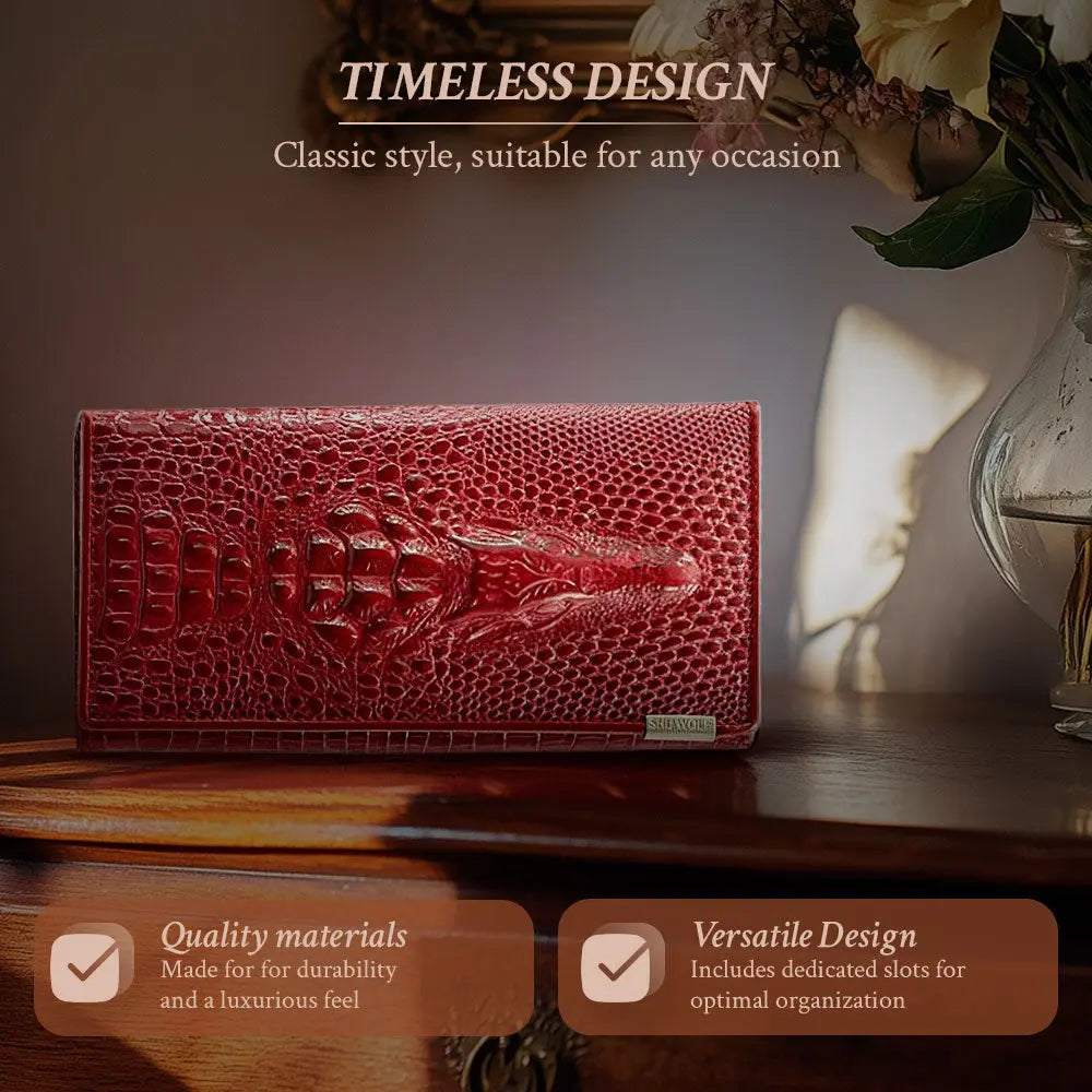 Elegant Croc-Embossed RFID Wallet Grace Bags