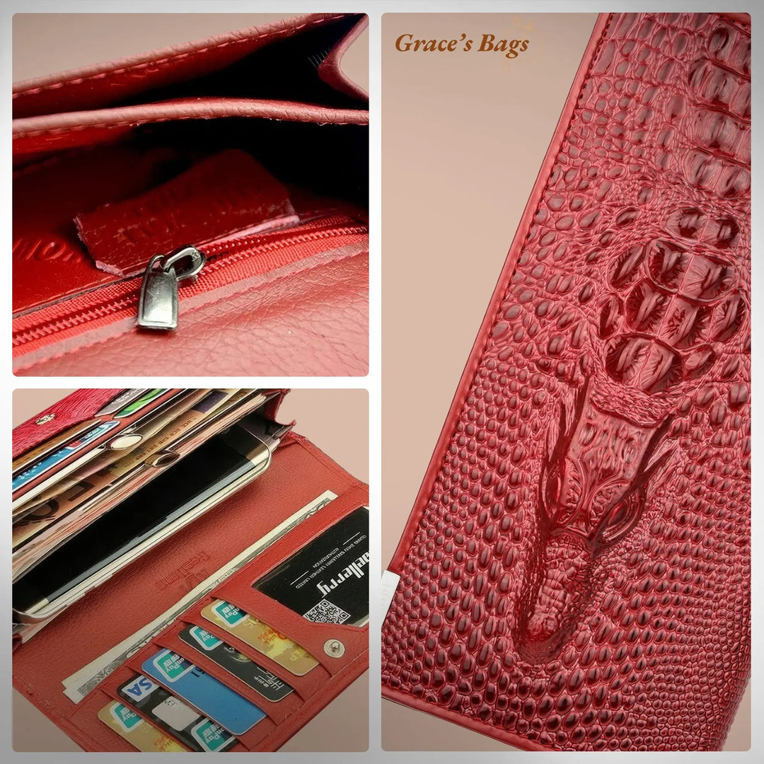 Elegant Croc-Embossed RFID Wallet Grace Bags