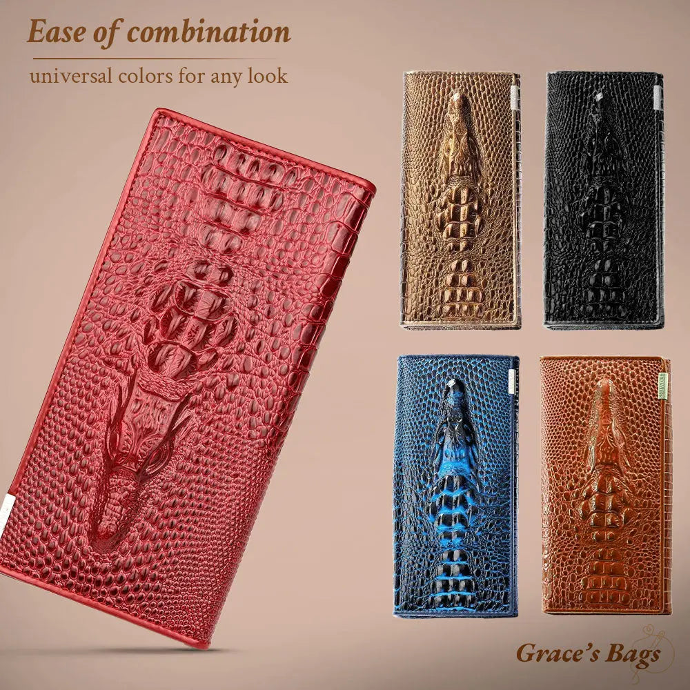 Elegant Croc-Embossed RFID Wallet Grace Bags