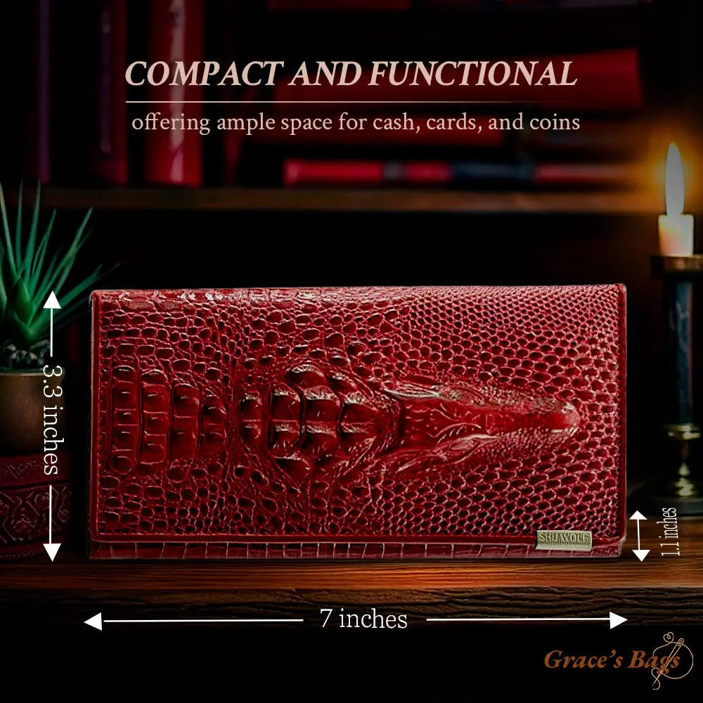 Elegant Croc-Embossed RFID Wallet Grace Bags