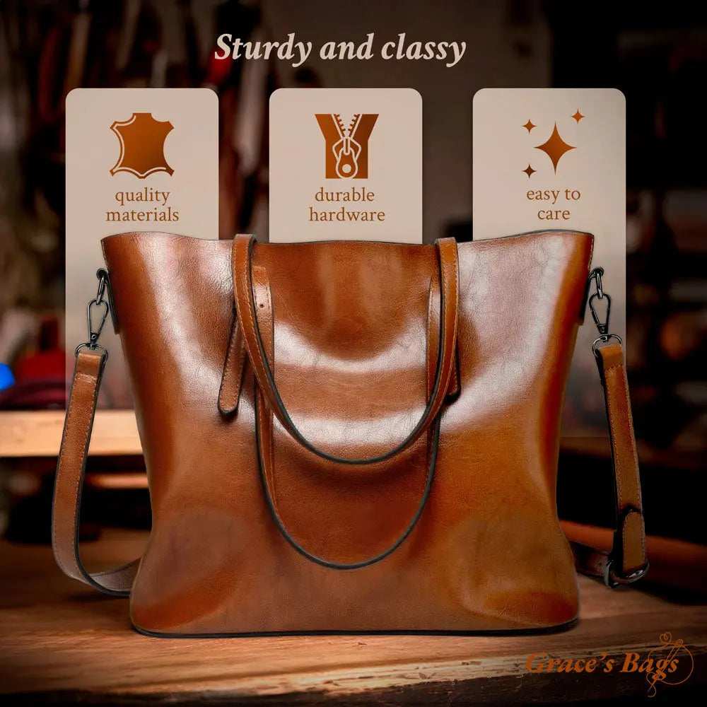 Nicole s Timeless Elegance Vintage Leather Shoulder Handbag Graces bags