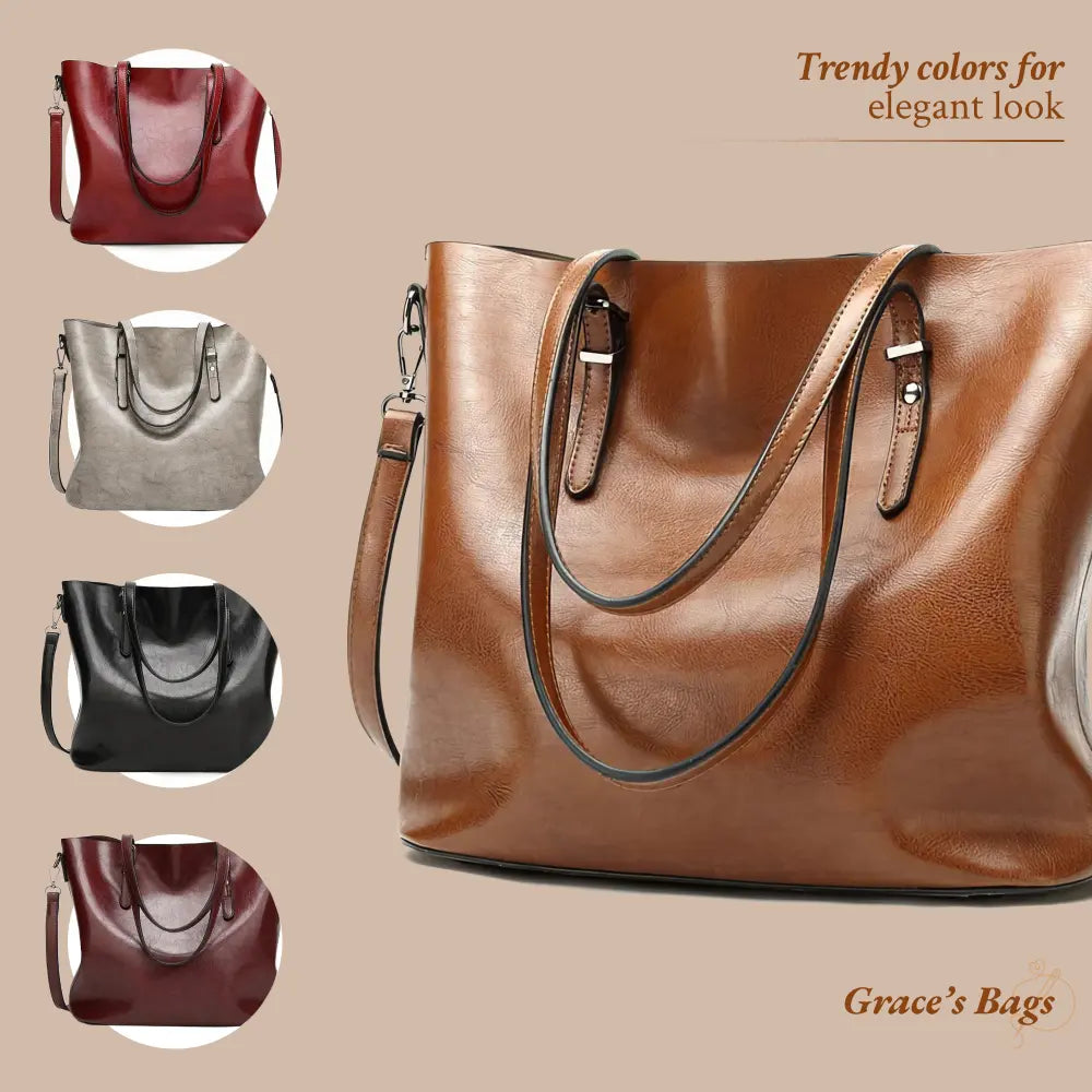 Nicole s Timeless Elegance Vintage Leather Shoulder Handbag Graces bags