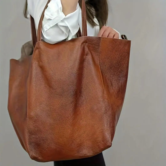 Renee’s Retro Softness | Large Capacity PU Leather Tote Bag - Grace Bags