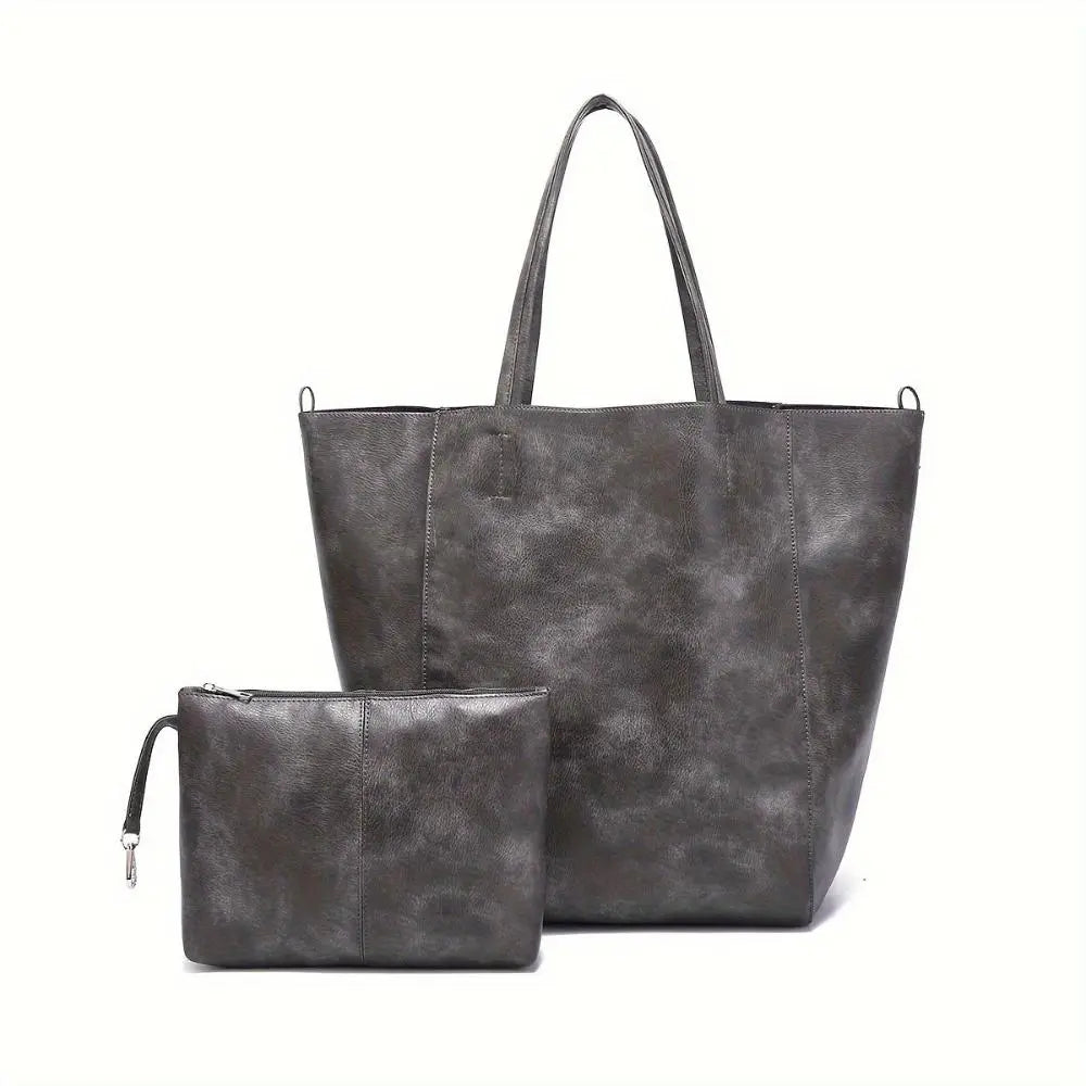 Renee’s Retro Softness | Large Capacity PU Leather Tote Bag - Grace Bags